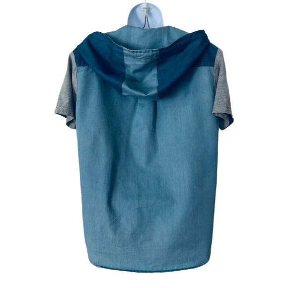 Two Percent Homme Hooded Top Denim Women Small - Picture 2 of 3